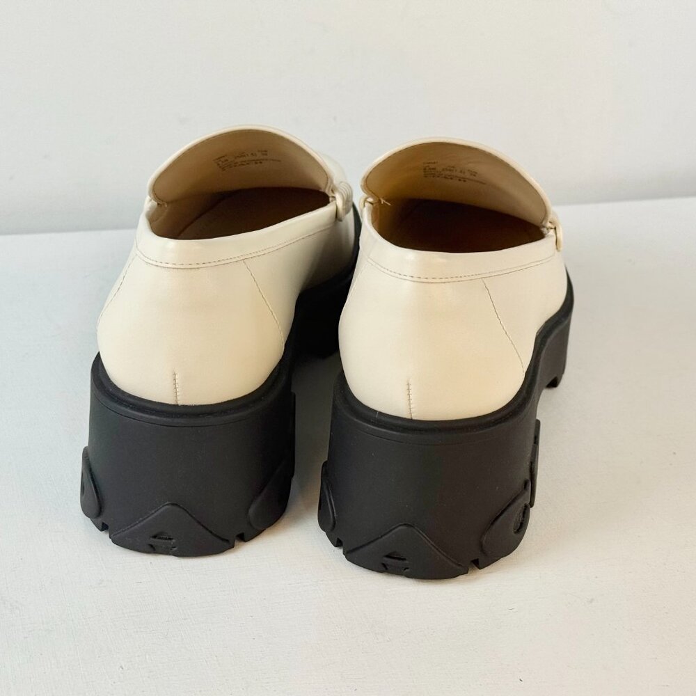 Women's 8.5 -COACH Ruthie Platform Loafer Chalk Leather Slip on with Logo Accent - Picture 8 of 14